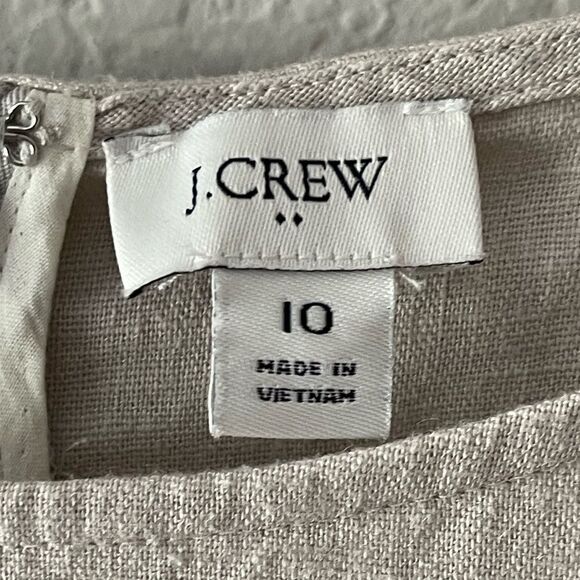 J Crew Factory NWT Linen Blend Shift Mini Dress Size  10 in Silver Sand - Picture 9 of 13